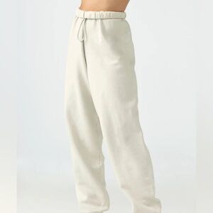 Joah Brown Women’s Jogger Fleece Sweatpants S/M Creamish Maybe Dusty Gray